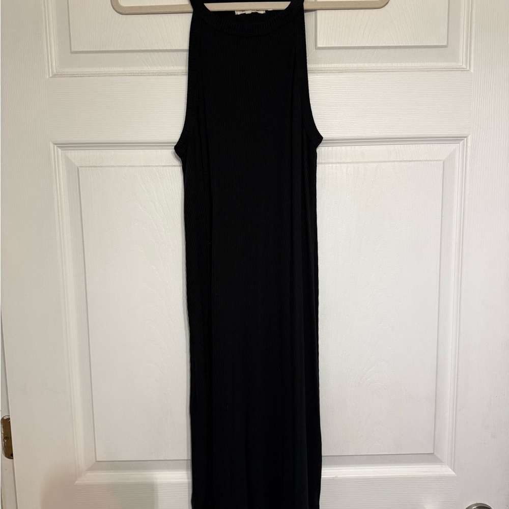 Madewell Black Ribbed Sleeveless Midi Dress - Women